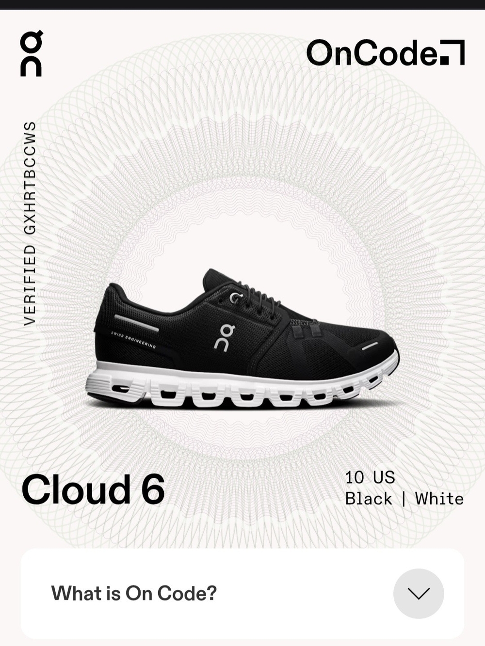 On Running Cloud 6 Womens Running Shoe — Black/White